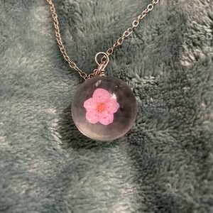 ⭐️Pink Sakura Flower Sphere Necklace